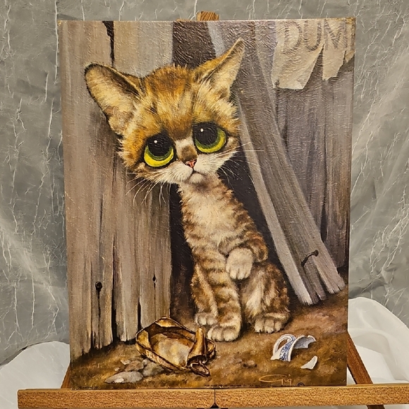 Other - VTG Brown Tabby Cat Art Print  "Pitty Kitty" - Litho Print